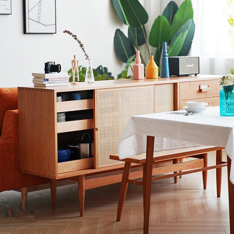 Buffet nordique minimaliste moderne, Burlywood / bois de cerisier