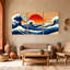 «Nautical & Beach Wave Sunset Ocean Reflection», ensemble de 3 reproductions d'art sur toile-1913291046