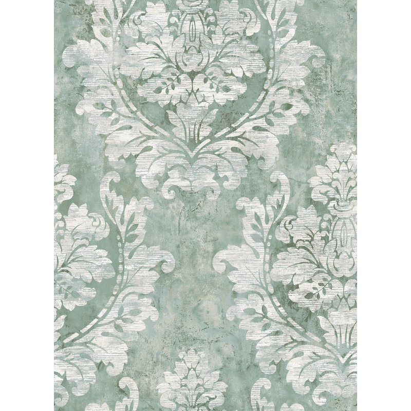  Papier peint à motif damassé Carnegie, Metallic Pistachio