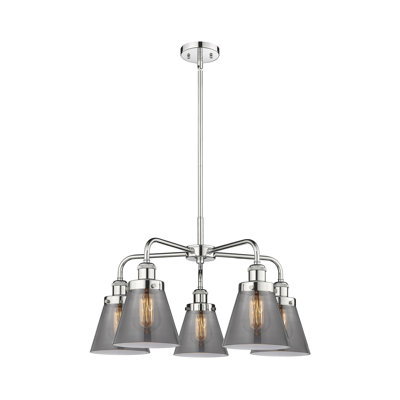 Cone 5 Light Stem Hung Chandelier