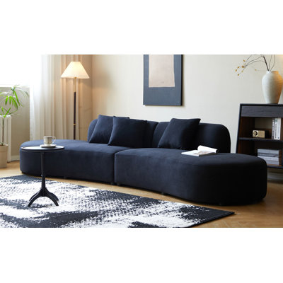 132" Curved Sofa With Throw Pillows