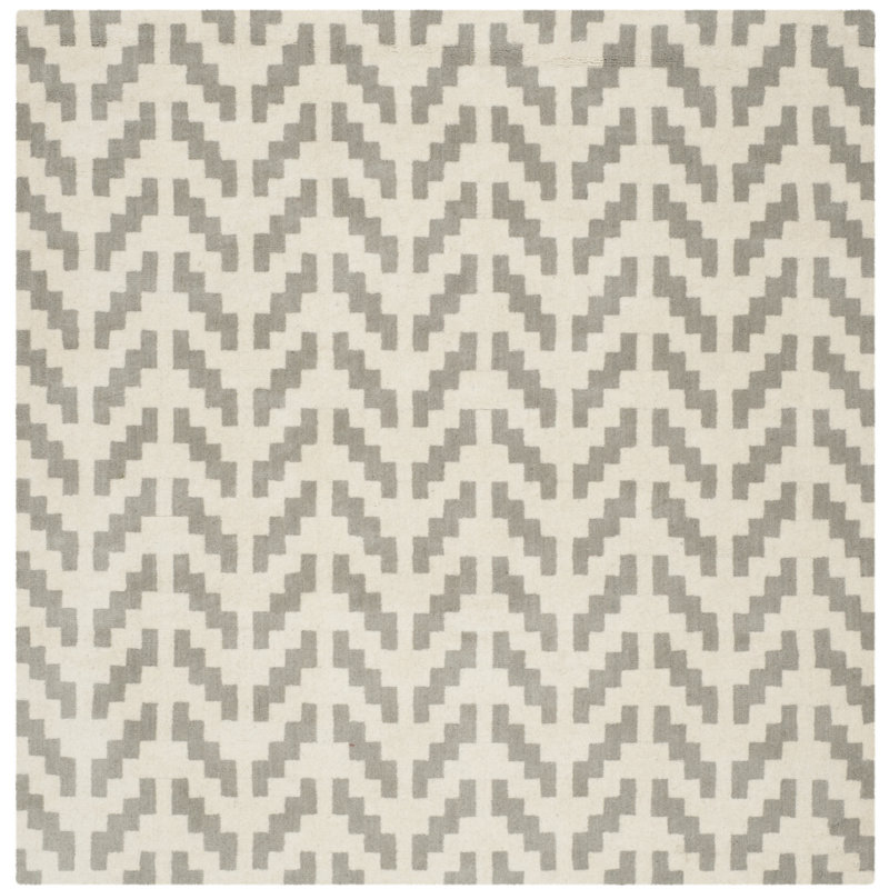 Sanyla Hand Tufted Wool Chevron Rug, Square 6'