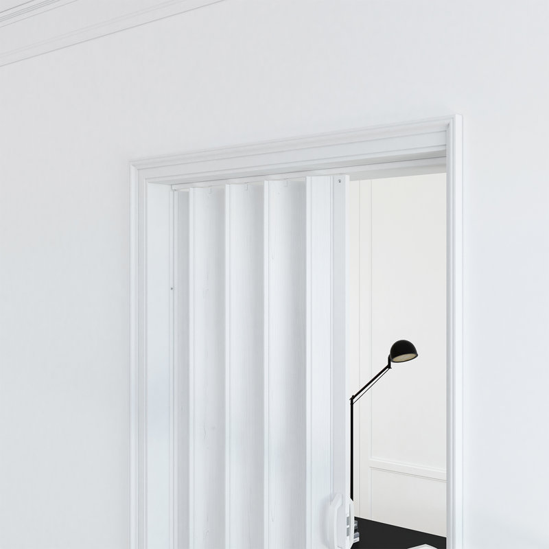36 po x 80 po Porte accordéon blanche en vinyle grain de bois Flexi, 36 po x 80 po