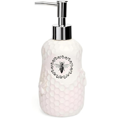 Ceramic Honey Bee Soap Dispenser, 1-Pack, (White)