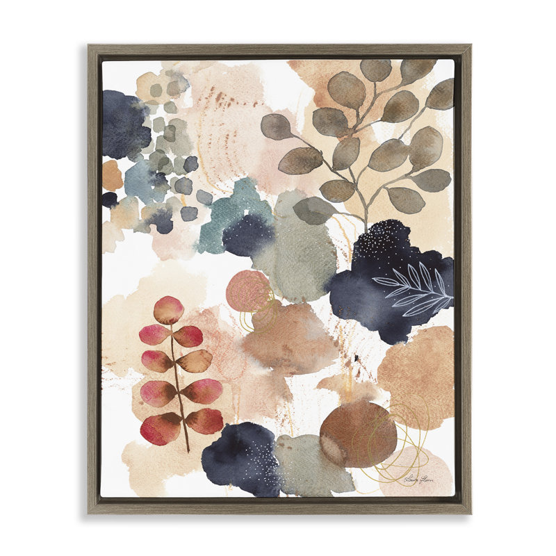 Collage abstrait de forme botanique, Cadre flottant orme Montalcino, H 31 po x l 25 po