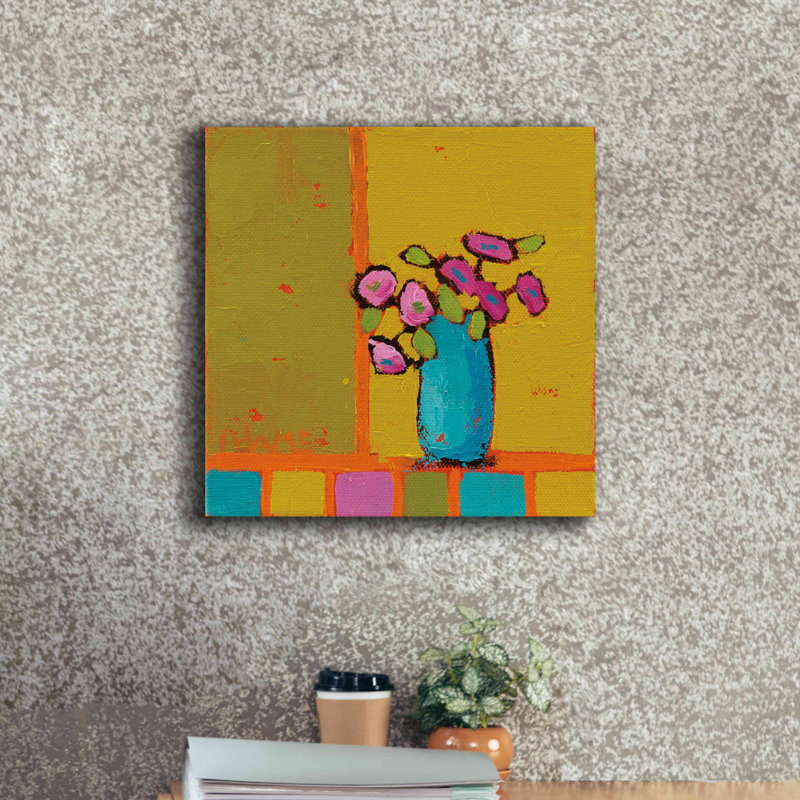 «Turquoise Vase» par Phyllis Adams, art mural sur toile, H 18 po x l 18 po x P 0,75 po