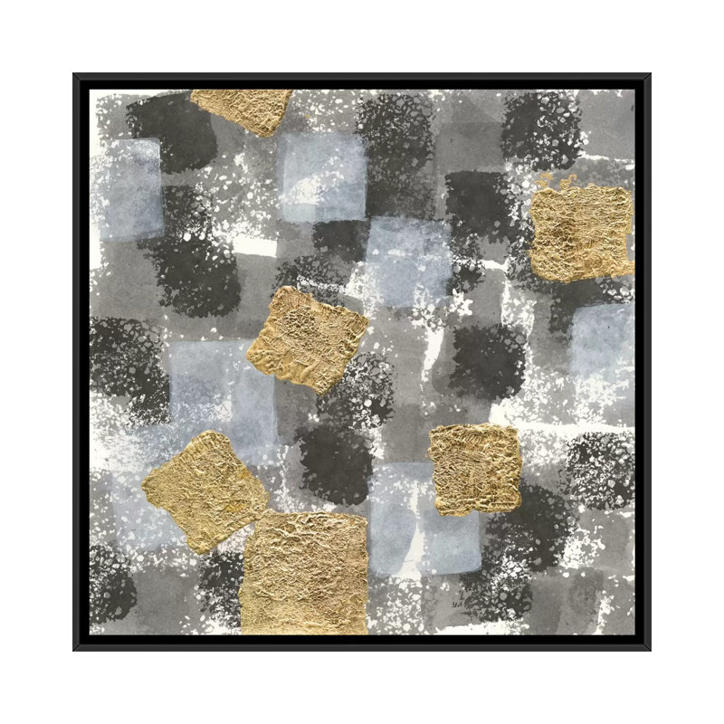 «Gold Squares II» par Chris Paschke, impression sur toile tendue, H 18 po x l 18 po x P 1,5 po, Toile avec cadre noir