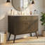Meuble-lavabo rayé de luxe, double rangement à fermeture en douceur et lavabo en céramique de qualité supérieure