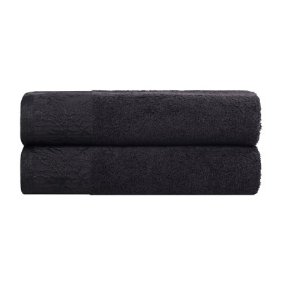 Carinna Cotton Medium Weight Floral Jacquard Border Assorted Bathroom Towel Set