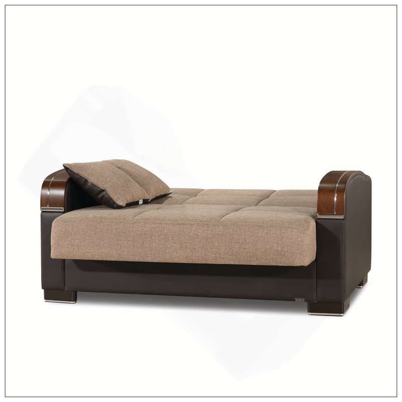 Causeuse convertible rembourrée avec rangement, Polyester brun