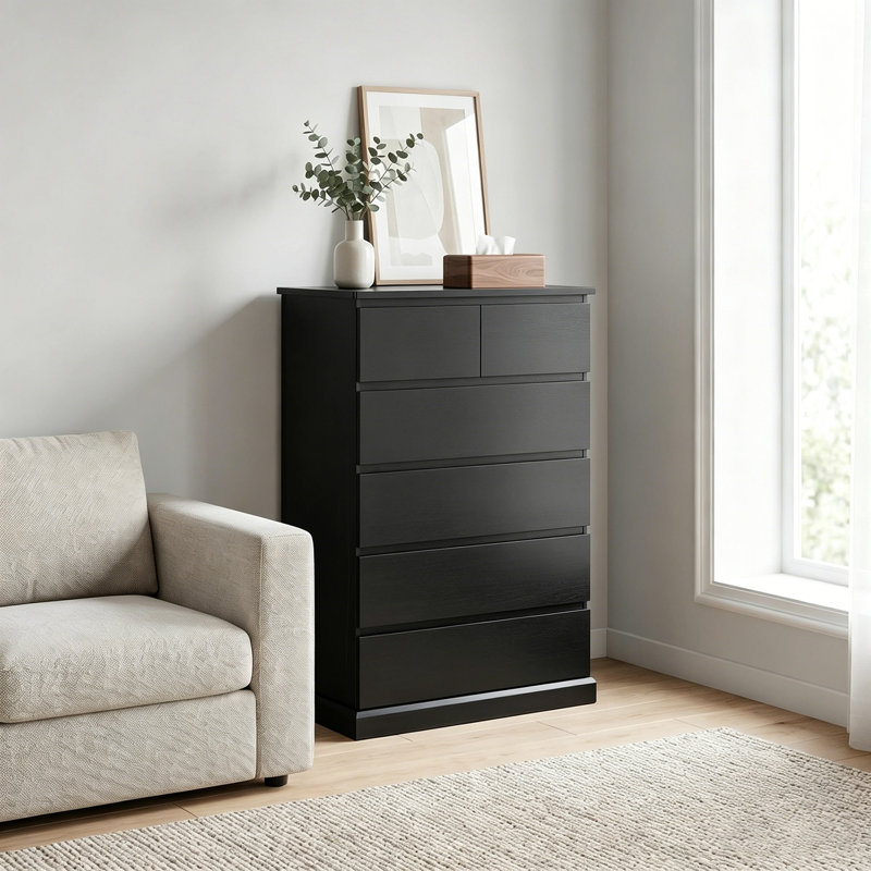 Commode décorative avec 6 tiroirs, Black