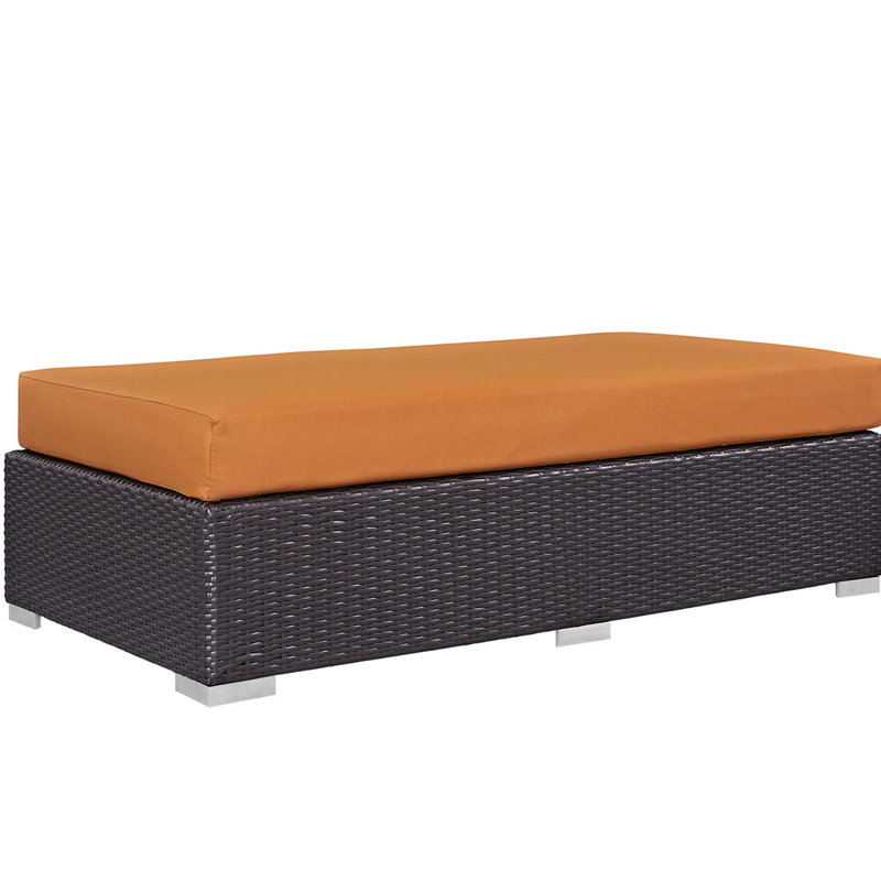 Repose-pieds d'extérieur rectangulaire avec coussin Convene, Orange