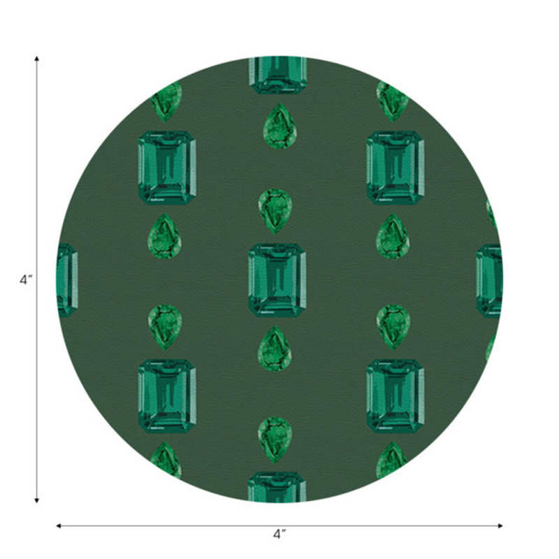Sous-verres ronds en cuir Gem Emeralds, Evergreen