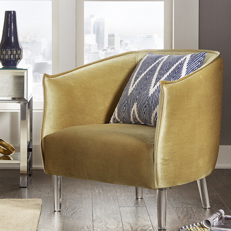 Fauteuil demi-tonneau de 30 po Remus, Velours doré