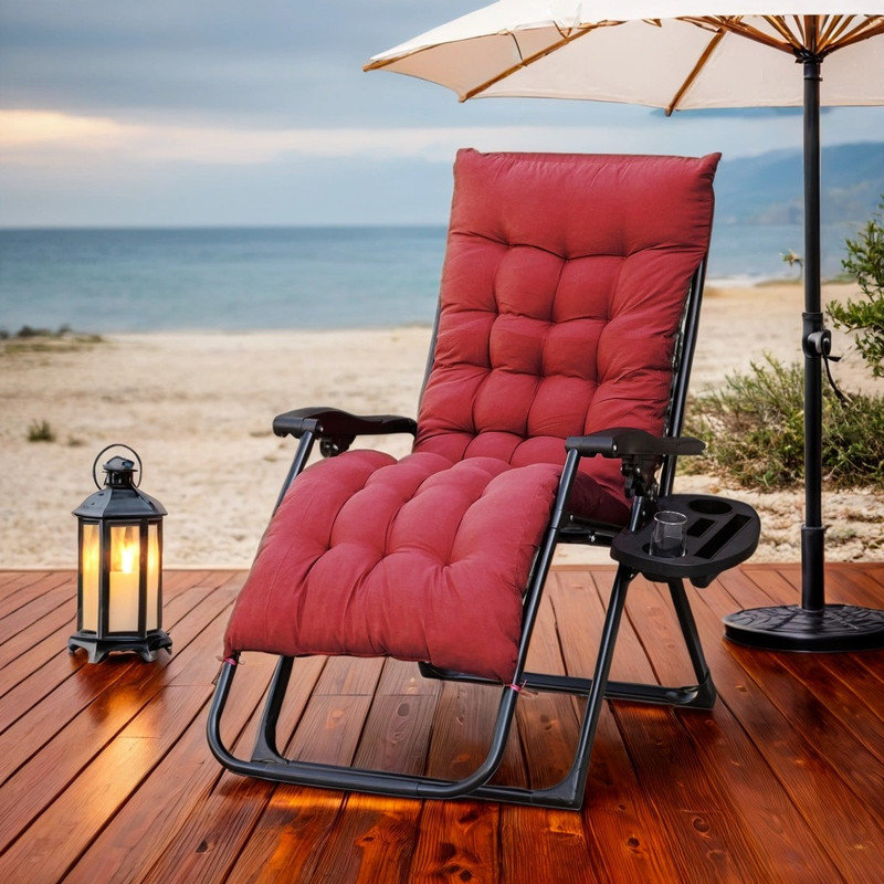 Chaise de jardin pliante pliante, chaise d'extérieur portable avec accoudoirs, Rouge