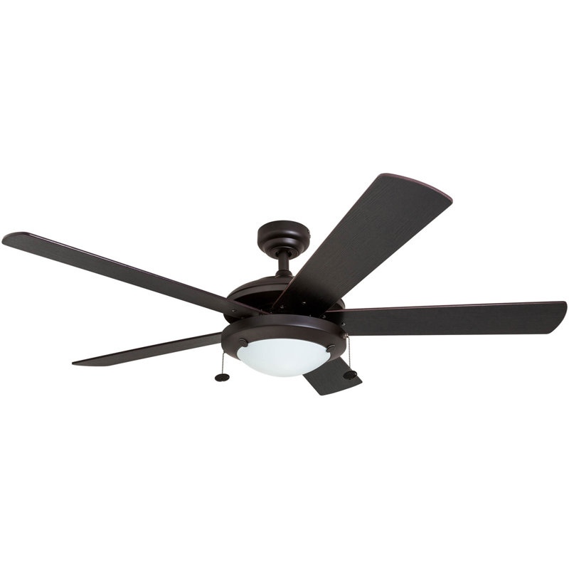 Bolivar 52" Ceiling Fan with LED Light, Espresso Bronze with Gray Oak Blades