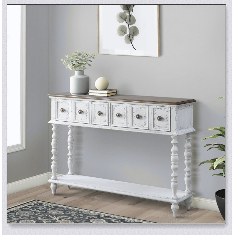 Console gris anthracite foncé et blanc antique