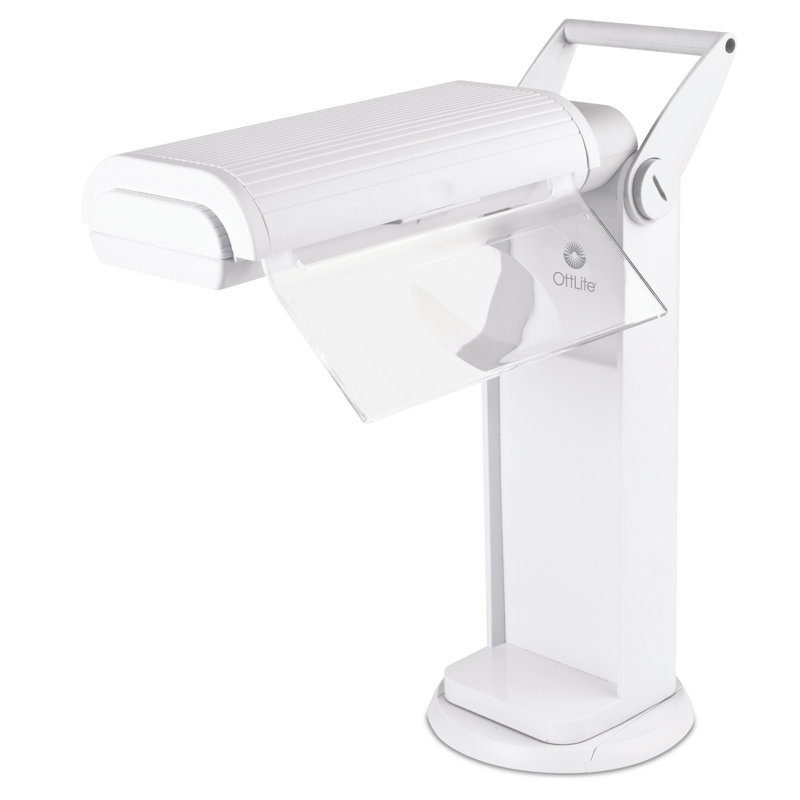 OttLite 13 Watt Magnifier Task Lamp with 2X Magnification and Swivel Base, White