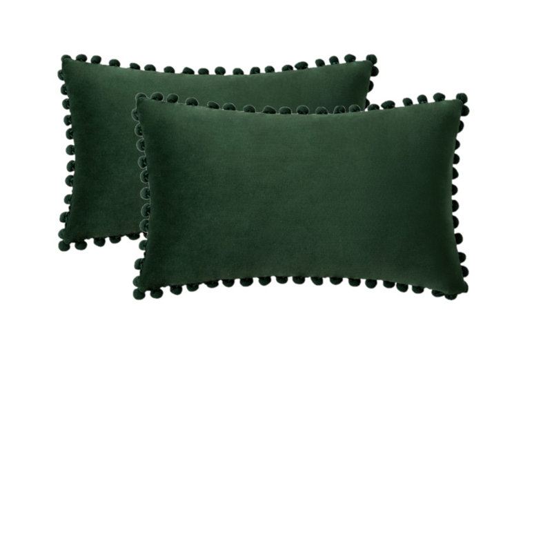 Housse de coussin en velours, Carré 20 po, Vert foncé, Housse de coussin seulement - sans coussin