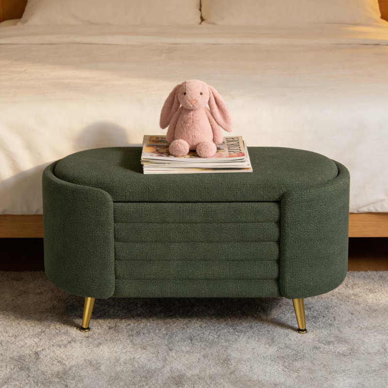 Banc de rangement rembourré Modern, Vert