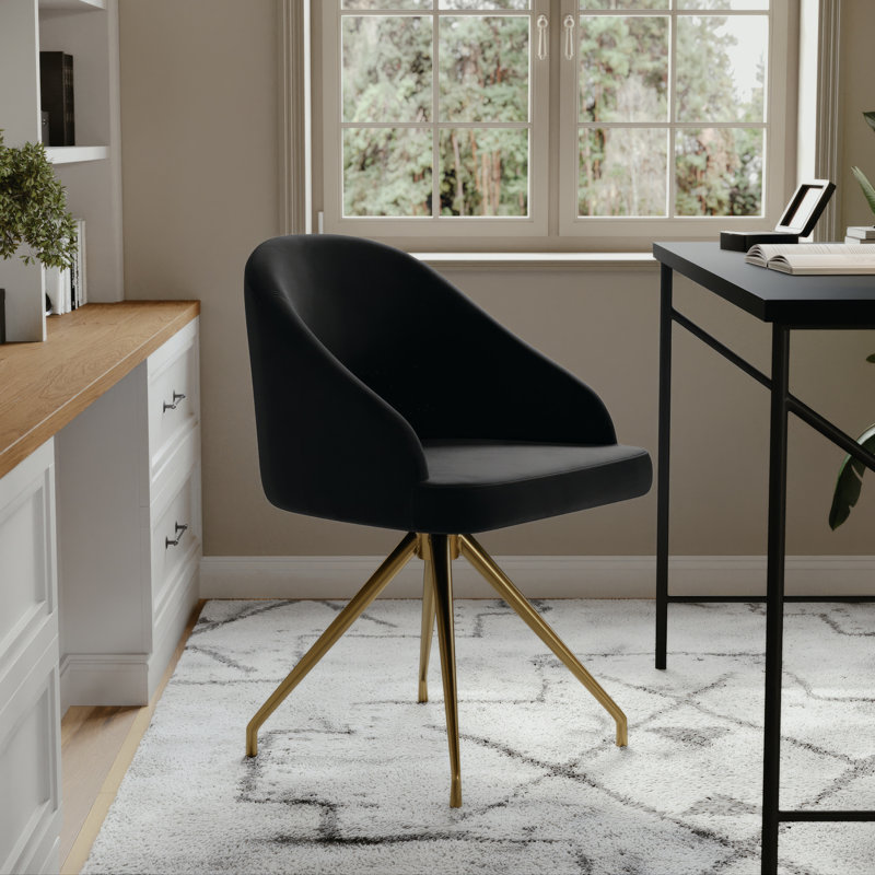 Chaise de bureau Martha Stewart Sora, Laiton poli, Noir