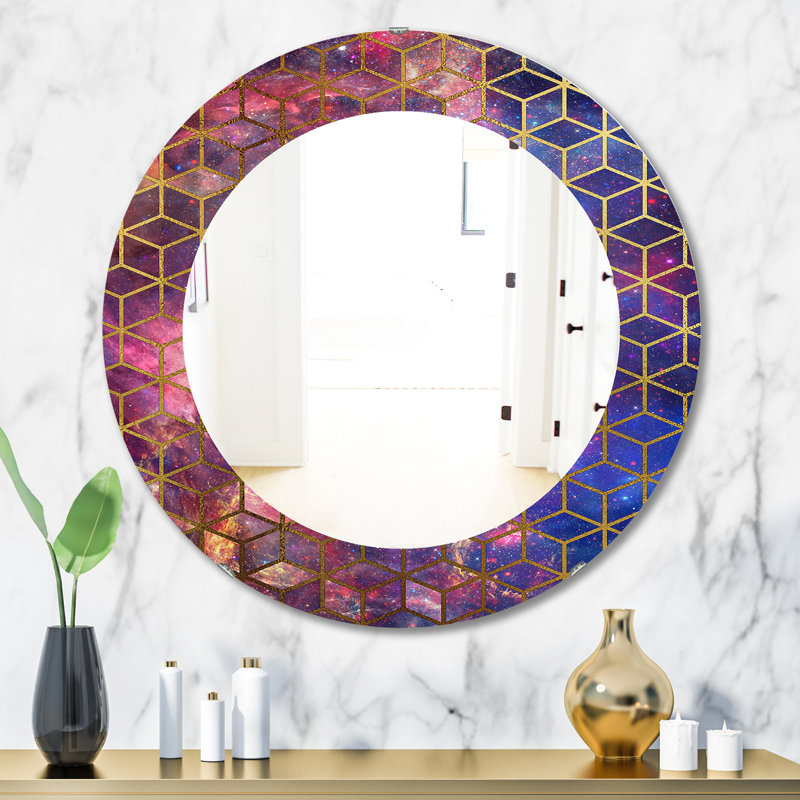 Capital Honeycomb Contemporary Accent Mirror, 31.5" H x 31.5" W, Blue/Gold/Red