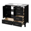 Ensemble de meuble-lavabo 36 po avec lavabo en céramique, armoire de rangement en bois massif, ensemble de meuble-lavabo autoportant avec 4 tiroirs et portes à fermeture douce