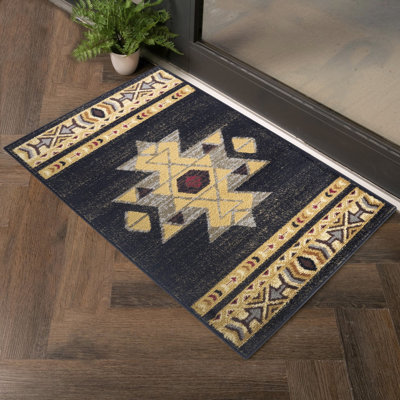 Tapis en polypropylène durable inspiré du Sud-Ouest, parfait pour les espaces de vie très fréquentés