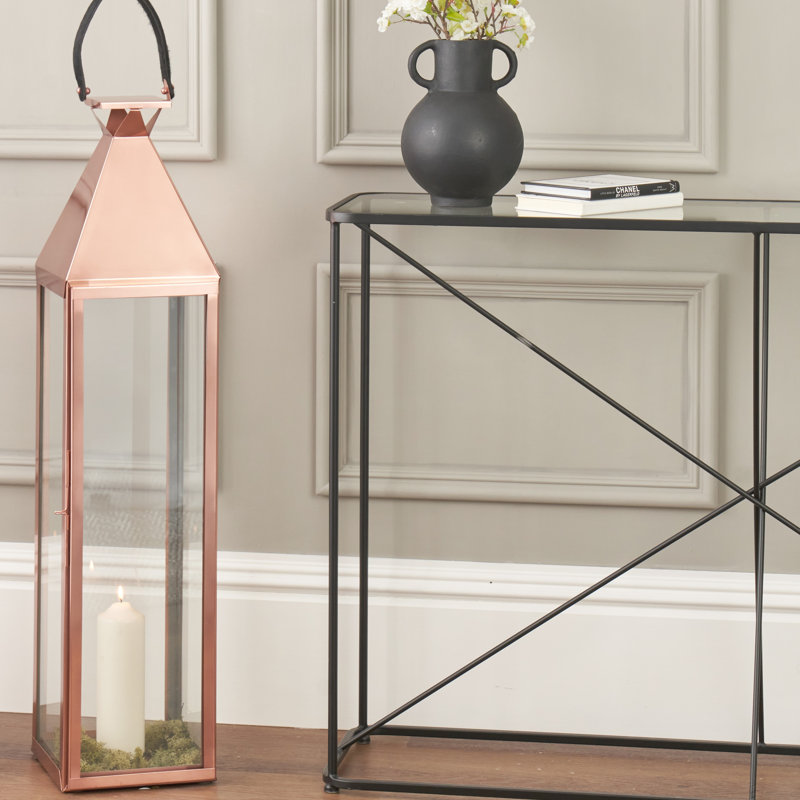 Floor Lantern, Shiny Copper, 113cm H x 24cm W x 23cm D