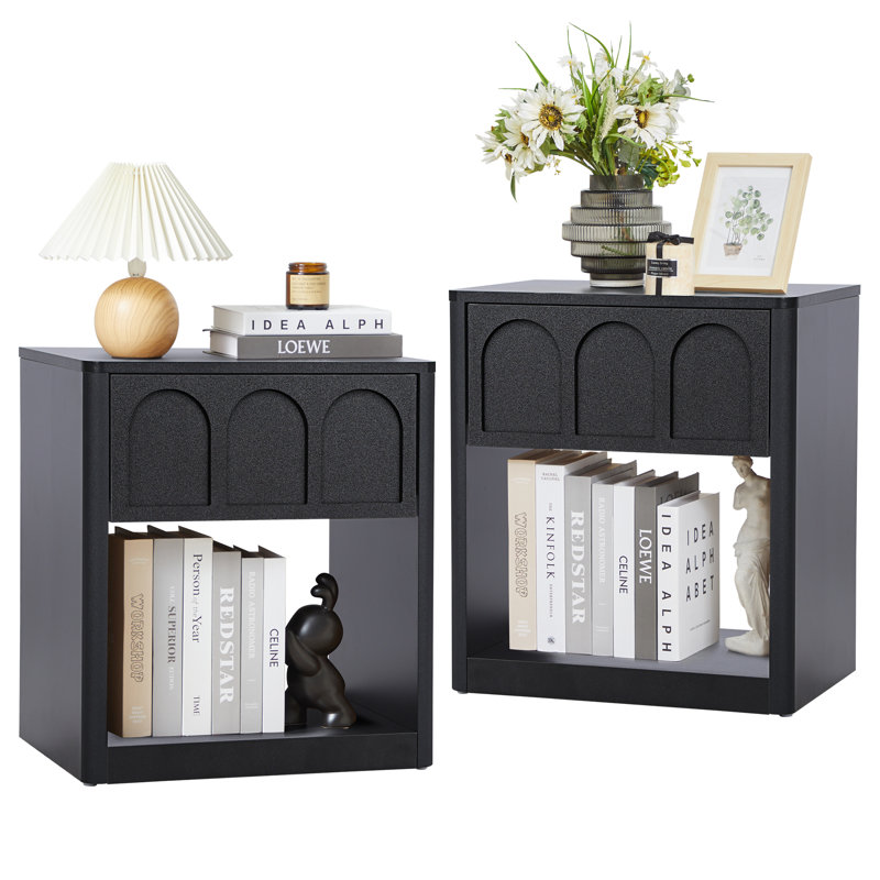 19.69'' W 1 Drawer Nightstand, Black