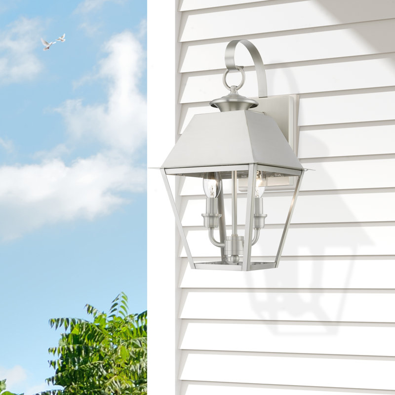 Anayjah 2 - Bulb 16.5" Outdoor Wall Lantern, Brushed Nickel