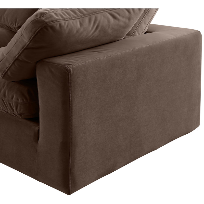 Canapé modulaire réversible en velours de 160 po de large Islaen, Velours brun