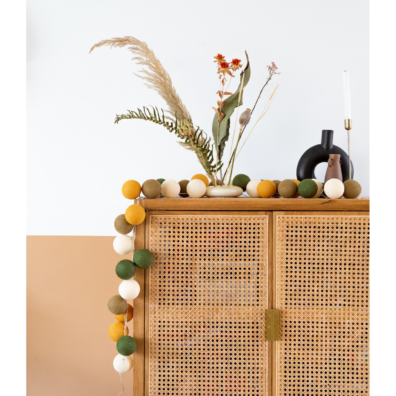 149'' Globe String Lights, Yellow/Green/White, 5" H x 149" L x 5" D, 20 Lights