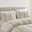 Édredon très grand / très grand taupe 3 pièces - Rembourrage 100% coton rayé avec garniture contrastante Lavable de style splendide