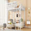 Grand lit mezzanine en métal avec échelle et tablettes de rangement, idéal pour les enfants et les adolescents, maximise l'espace et la sécurité-61833798-61833799