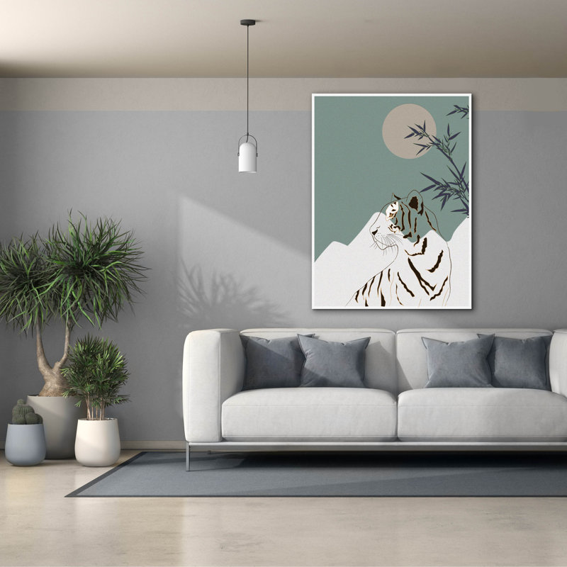  «Japanese Art White Tiger» par Sabrina Balbuena, art mural sur toile, 40 po x 54 po, H 54 po x l 40 po