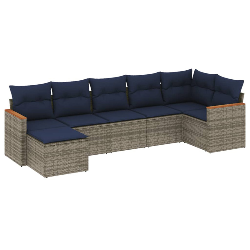 Ensemble de canapé de patio 8 pièces avec coussins en rotin de polyester gris