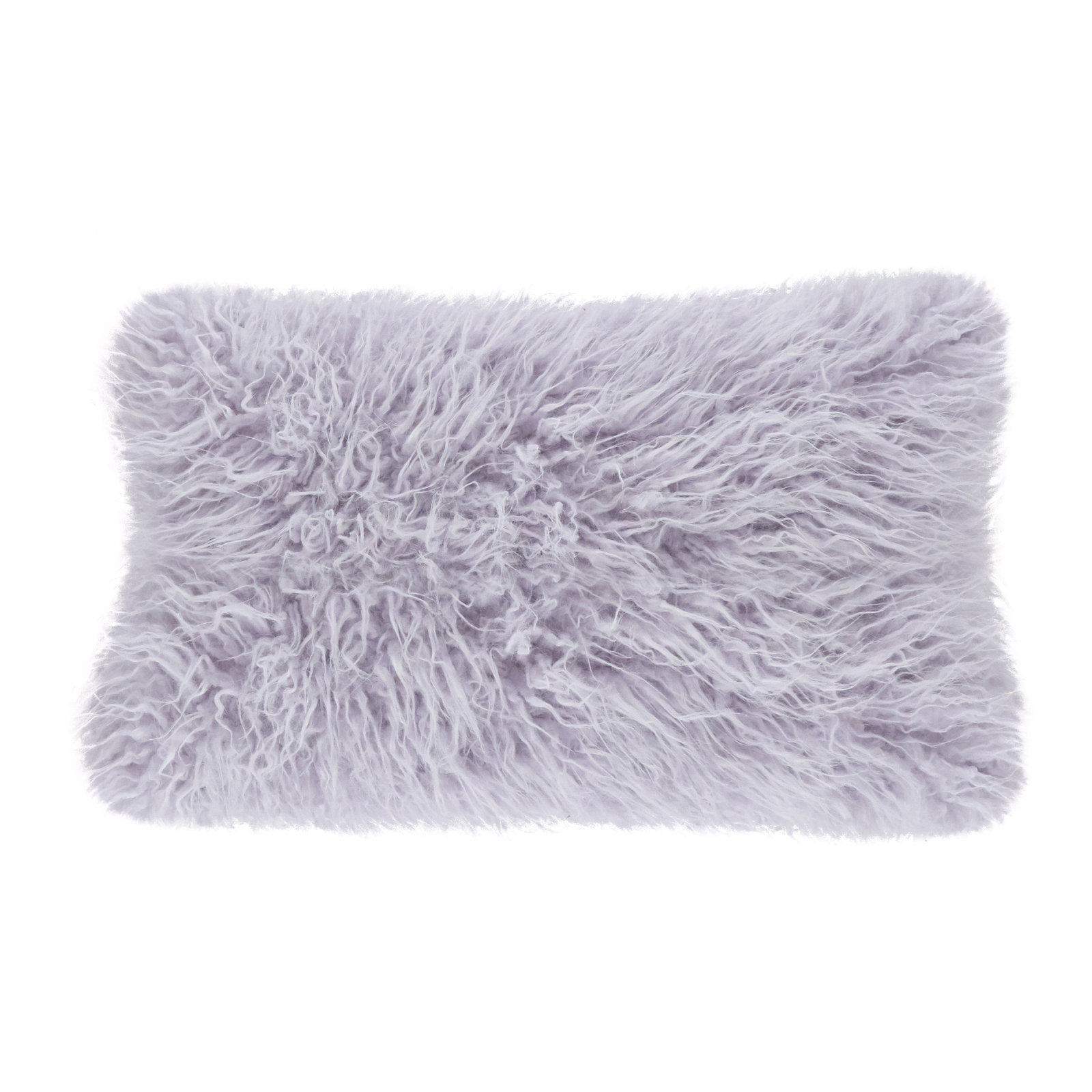 Faux Fur Lumbar Throw Pillow, Lavender, 12"H x 20"W