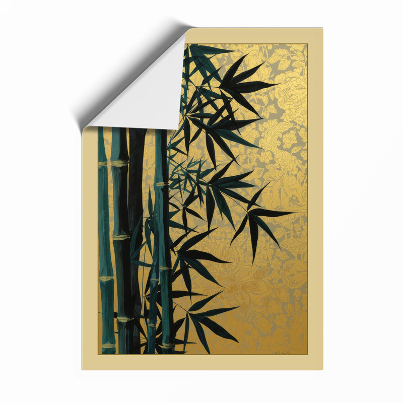 Bamboo in Gold Japandi - Framed Print, Unframed, A4 - 29.7 x 21.0 cm