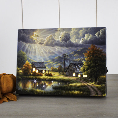 «God Shed His Grace» 8 x 6 mini toile de fond de chevalet éclairée