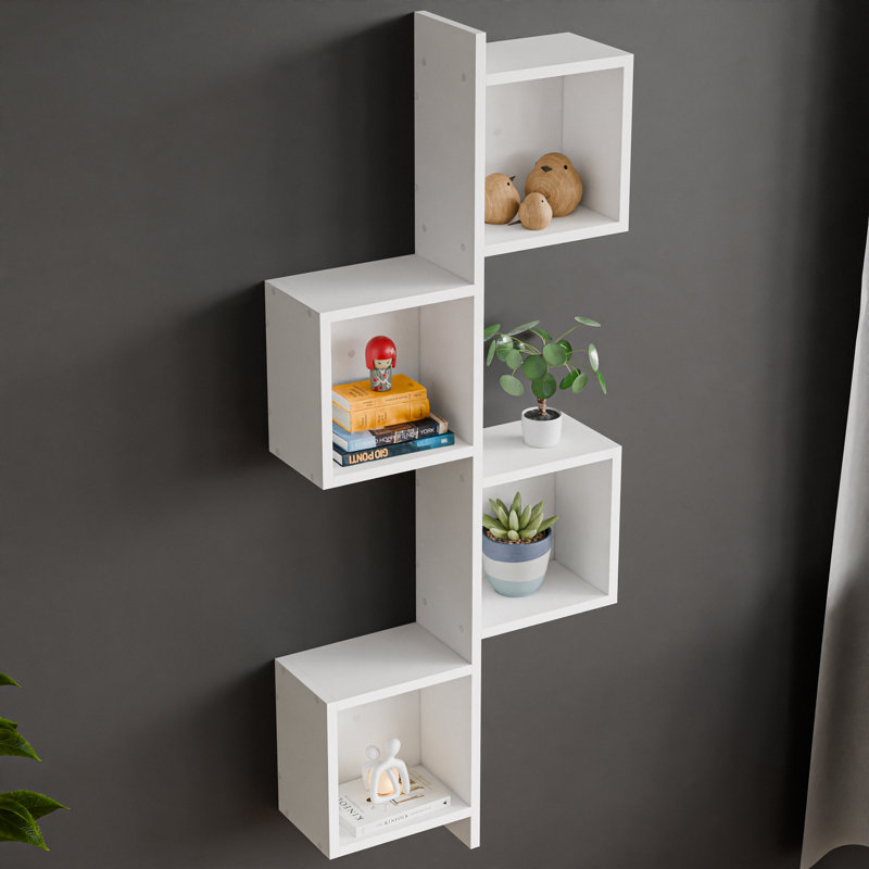 Solid Wood Decorative Storage Shelf Kubby 14.1, White