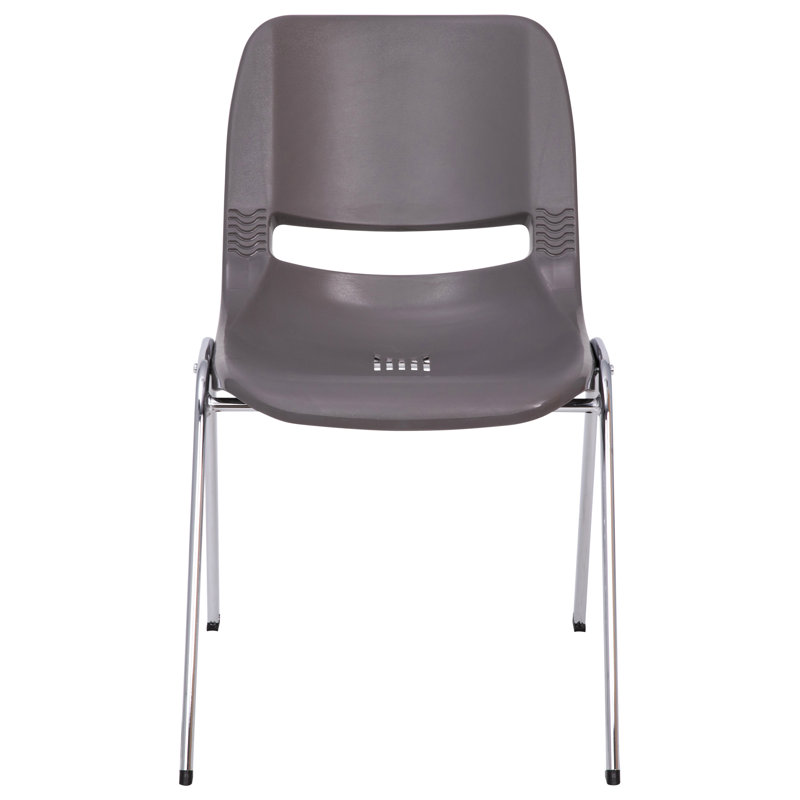 ErgoComfort 880 lb. Gray Ergonomic Stackable Chair with Chrome Frame