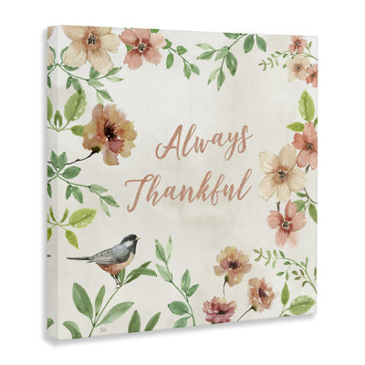 «Always Thankful Floral», art mural sur toile par Nan