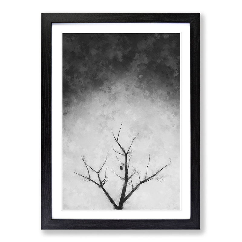 Bird House in a Tree - Picture Frame Graphic Art Print, Black Framed, 87cm H x 62cm W x 2cm D