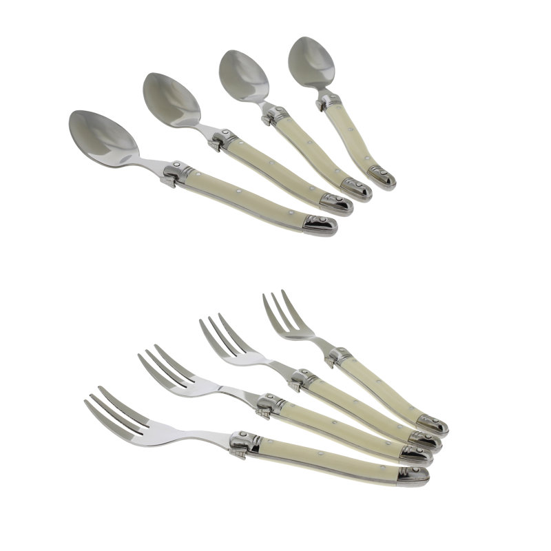 Laguiole 8 - Piece Stainless Steel Flatware Set - Service for 4, White