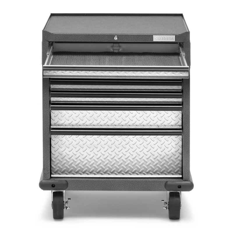 Premier Pre-Assembled 7 Drawer Modular Tool Storage Cabinet, Hammered Granite/Silver Tread