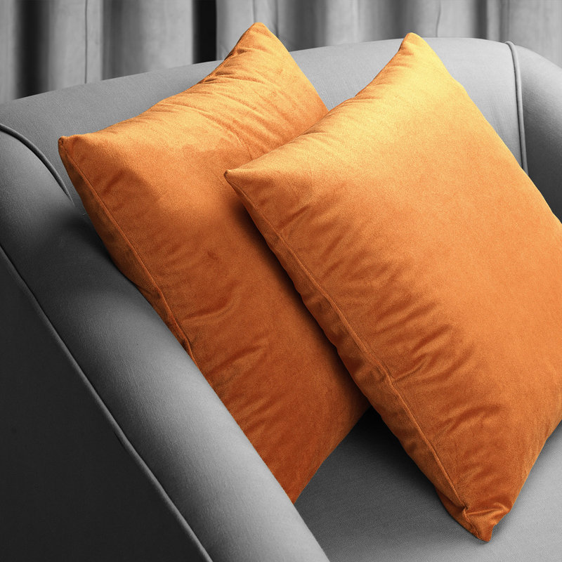 Signature Velvet Throw Pillow Covers - Decorative Pillow Covers, Burnt Pumpkin
