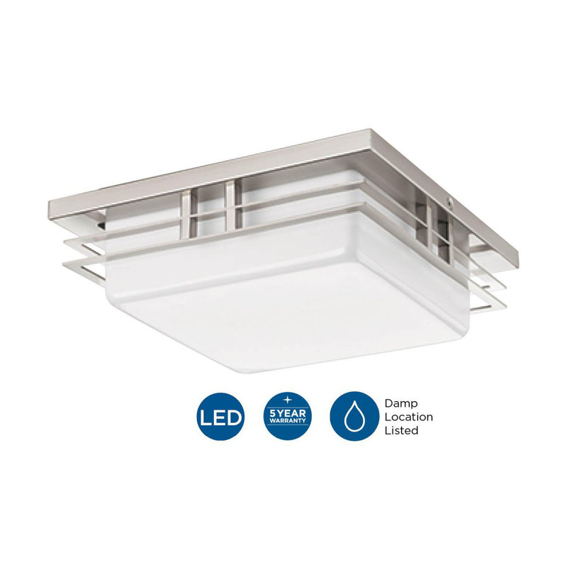 Brushed Nickel 11" LED Flush Mount Light with Glass Shade