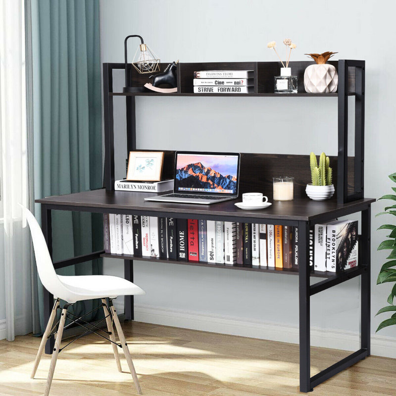 Metal Base Writing Desk, Black