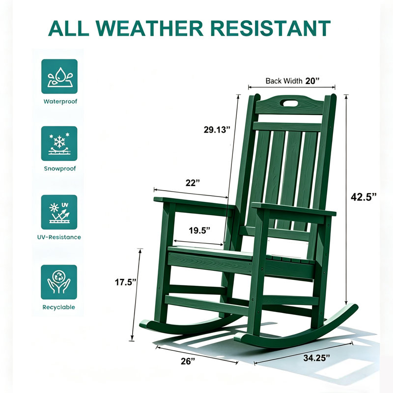 Chaise berçante en plastique Brayshun, Vert foncé